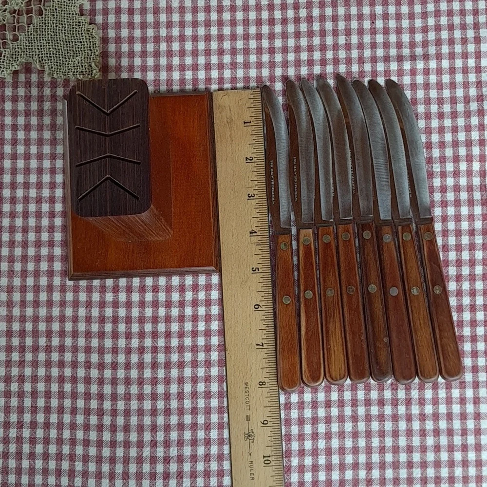 Vintage Steak Knife Set in Wood Block